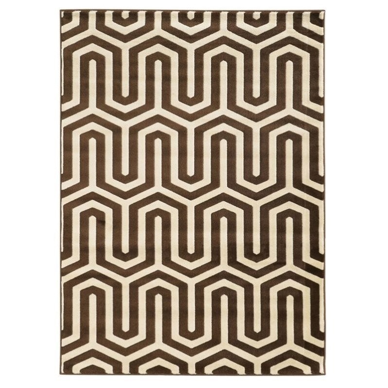 Riverbay Furniture 8' x 10' Zig Zag Rug in Ivory and Chocolate