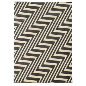 Riverbay Furniture 5'3&quot x 7' Zig Zag Rug in Charcoal and Gray