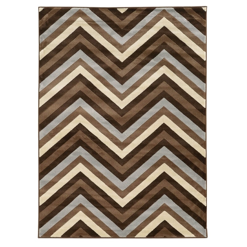 Riverbay Furniture 8' x 10' Chevron Rug in Chocolate and Beige