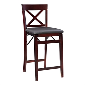 Riverbay Furniture 24&quot Transitional Wood/Faux Leather Counter Stool in Merlot