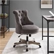 Riverbay Furniture Traditional Fabric Armless Swivel Office Chair in Gray