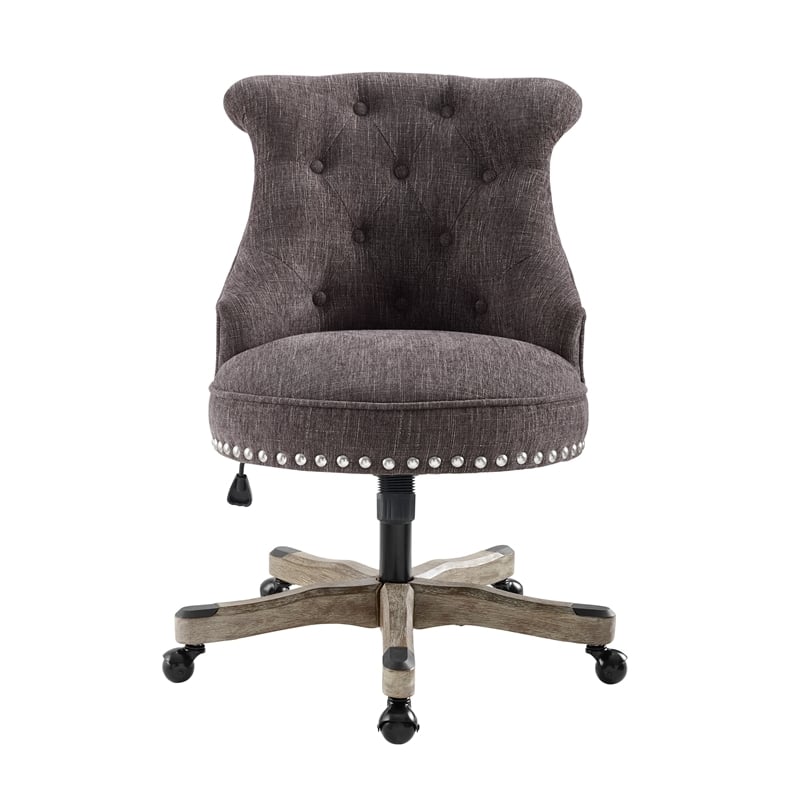 Riverbay Furniture Traditional Fabric Armless Swivel Office Chair in Gray