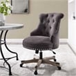 Riverbay Furniture Traditional Fabric Armless Swivel Office Chair in Gray