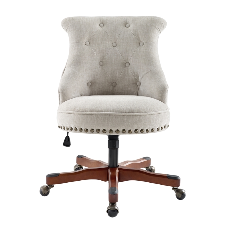 Riverbay Furniture Traditional Fabric Armless Office Chair in Natural Beige
