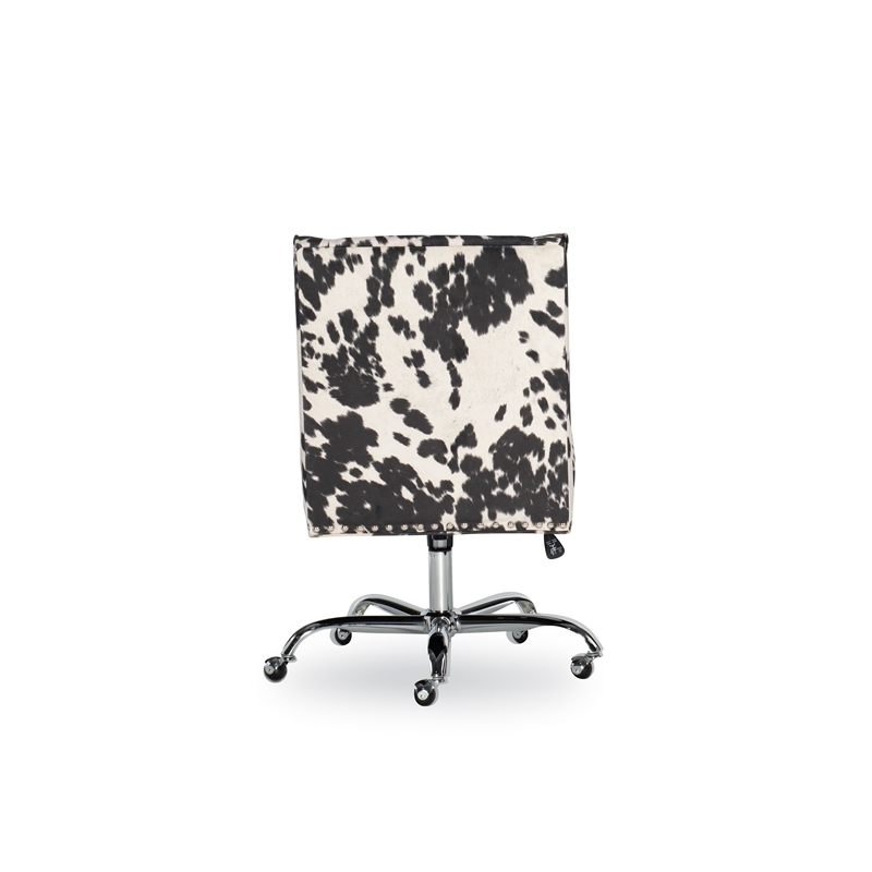 Riverbay Furniture Transitional Fabric Armless Cow Print Office Chair in Black
