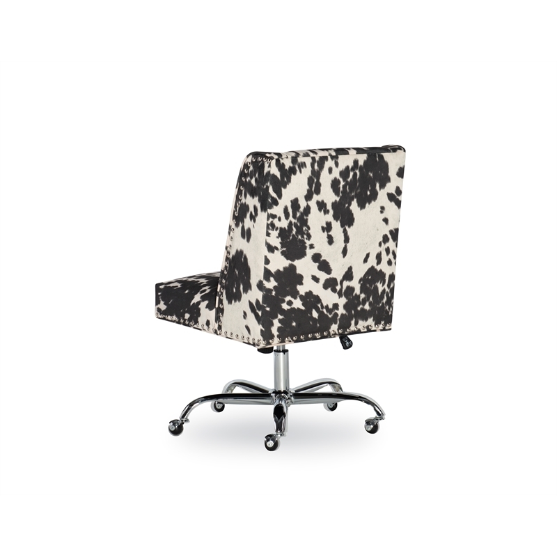 Riverbay Furniture Transitional Fabric Armless Cow Print Office Chair in Black