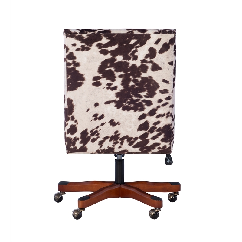 Riverbay Furniture Transitional Fabric Office Chair with Casters in Brown/Walnut