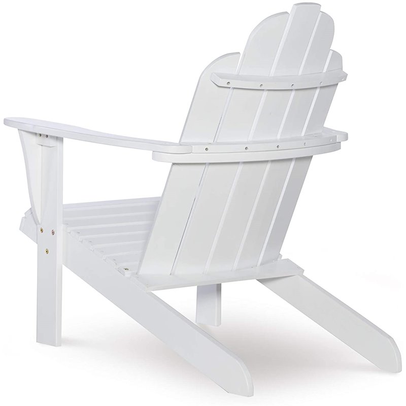 Riverbay Furniture Traditional Wood Outdoor Chair with Arm Rests in White