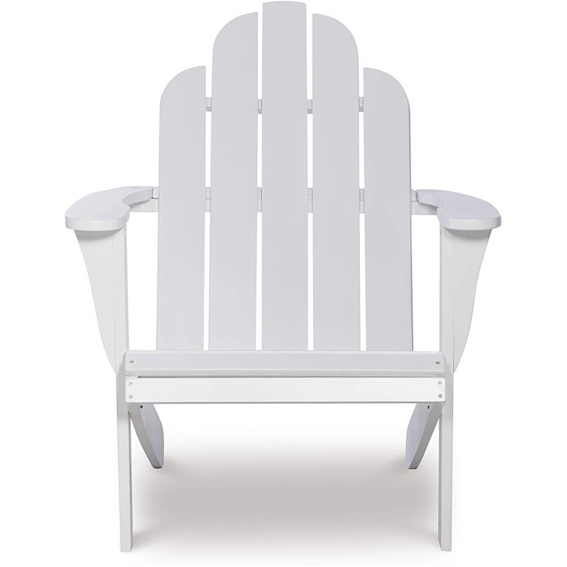 Riverbay Furniture Traditional Wood Outdoor Chair with Arm Rests in White