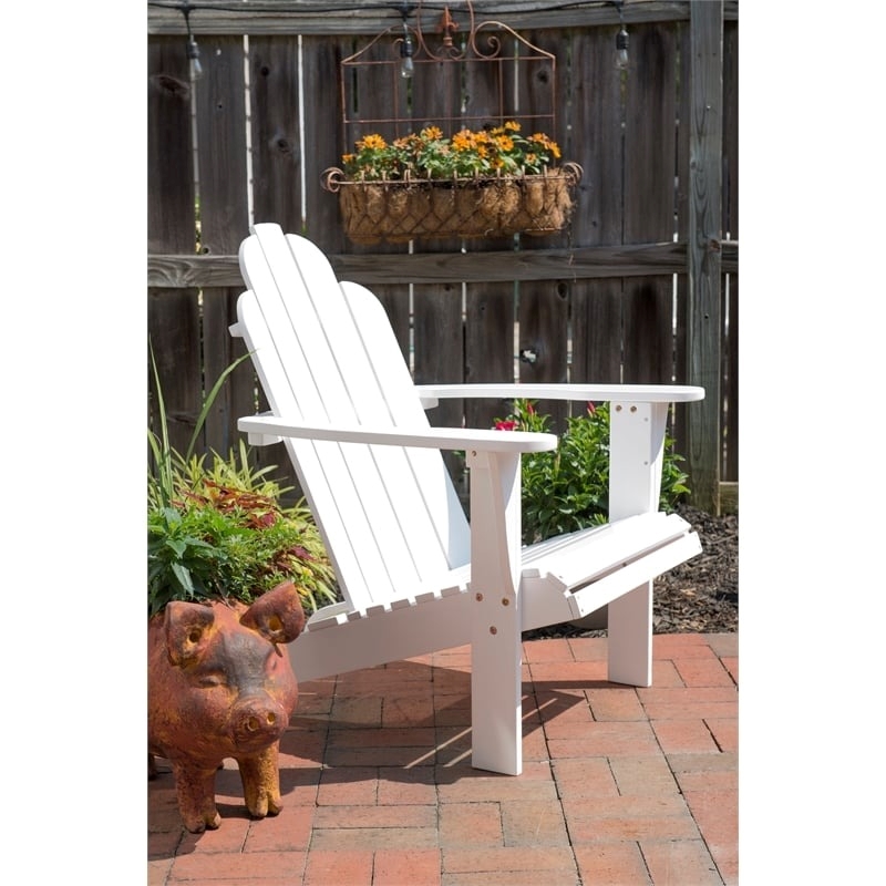 Riverbay Furniture Traditional Wood Outdoor Chair with Arm Rests in White