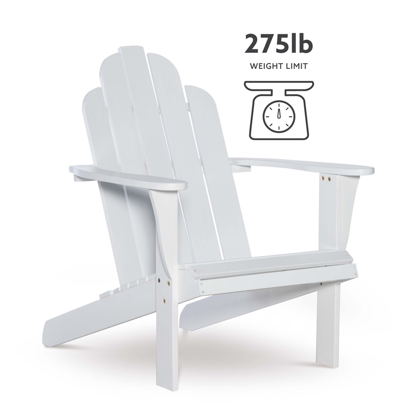 Riverbay Furniture Traditional Wood Outdoor Chair with Arm Rests in White