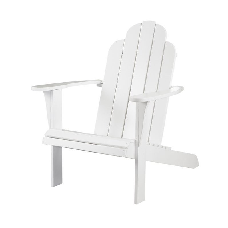 Riverbay Furniture Traditional Wood Outdoor Chair with Arm Rests in White