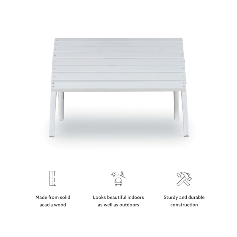 Riverbay Furniture Transitional Wood Outdoor Ottoman in White