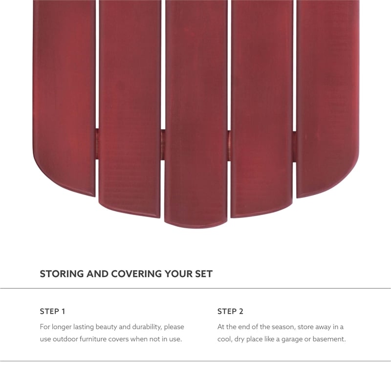 Riverbay Furniture Transitional Wood Outdoor Adirondack Side Table in Red