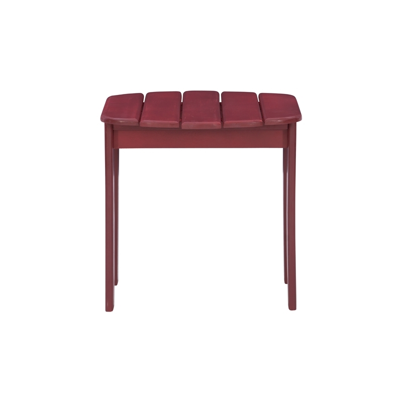Riverbay Furniture Transitional Wood Outdoor Adirondack Side Table in Red