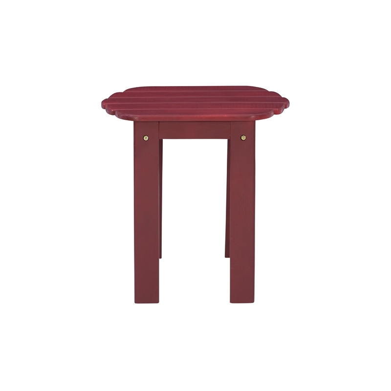 Riverbay Furniture Transitional Wood Outdoor Adirondack Side Table in Red