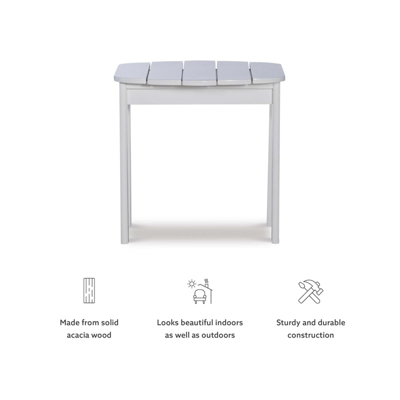 Riverbay Furniture Transitional Wood Outdoor Adirondack Side Table in White