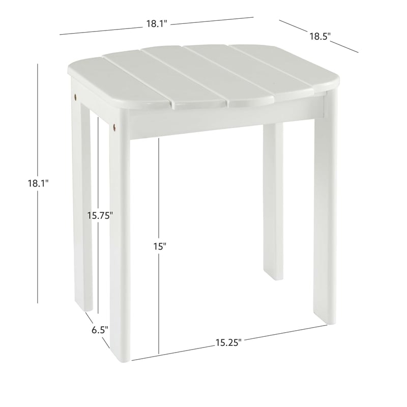 Riverbay Furniture Transitional Wood Outdoor Adirondack Side Table in White