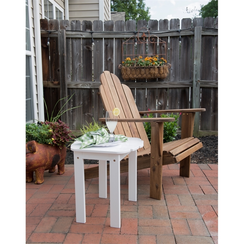 Riverbay Furniture Transitional Wood Outdoor Adirondack Side Table in White