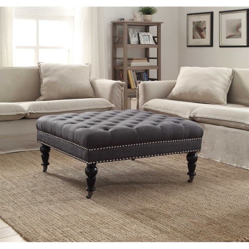 Riverbay Furniture Square Ottoman in Charcoal