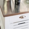 Riverbay Furniture Transitional Wood/Stainless Steel Top Kitchen Cart in White