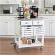 Riverbay Furniture Transitional Wood/Stainless Steel Top Kitchen Cart in White