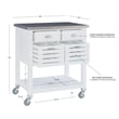 Riverbay Furniture Transitional Wood/Stainless Steel Top Kitchen Cart in White