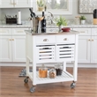 Riverbay Furniture Transitional Wood/Stainless Steel Top Kitchen Cart in White