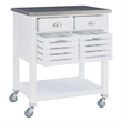 Riverbay Furniture Transitional Wood/Stainless Steel Top Kitchen Cart in White