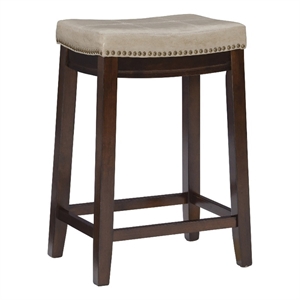 Riverbay Furniture 26&quot Transitional Wood/Faux Leather Counter Stool in Beige