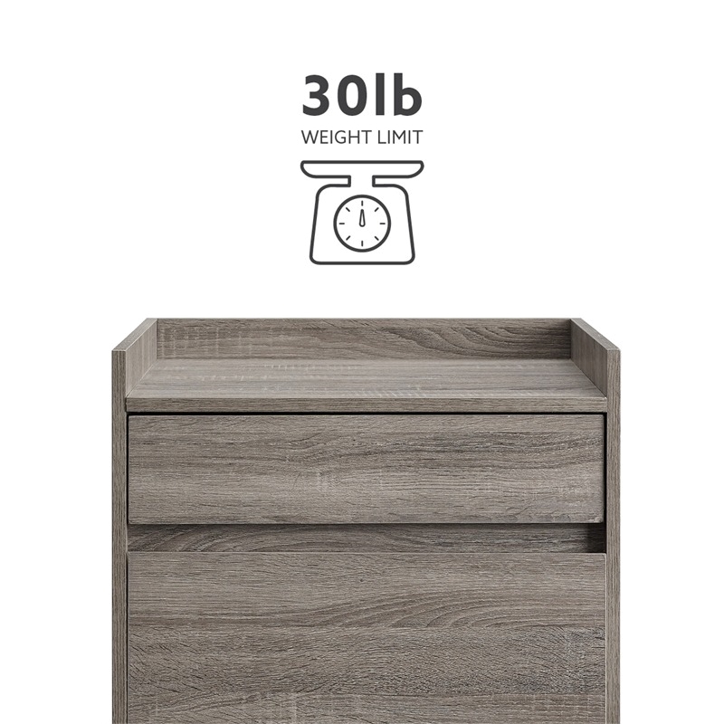 Riverbay Furniture Modern Wood Filing Cabinet with 2 Drawers in Gray