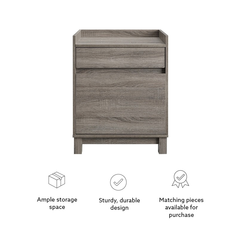 Riverbay Furniture Modern Wood Filing Cabinet with 2 Drawers in Gray