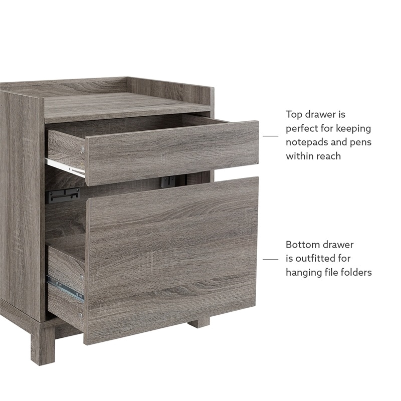 Riverbay Furniture Modern Wood Filing Cabinet with 2 Drawers in Gray