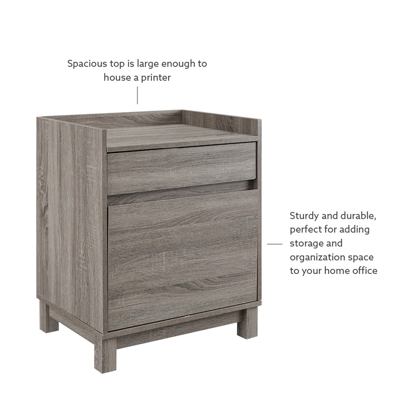 Riverbay Furniture Modern Wood Filing Cabinet with 2 Drawers in Gray