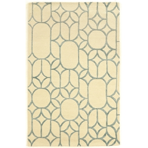 Riverbay Furniture 8' x 11' Hand Tufted Rug in Ivory and Turquoise