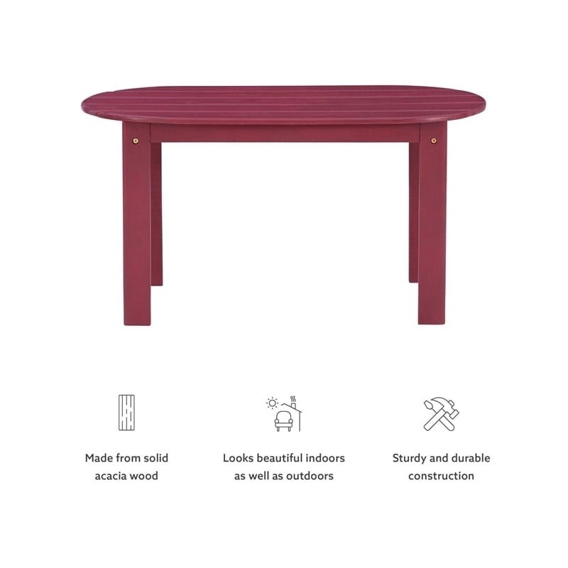 Riverbay Furniture Transitional Wood Outdoor Coffee Table in Red