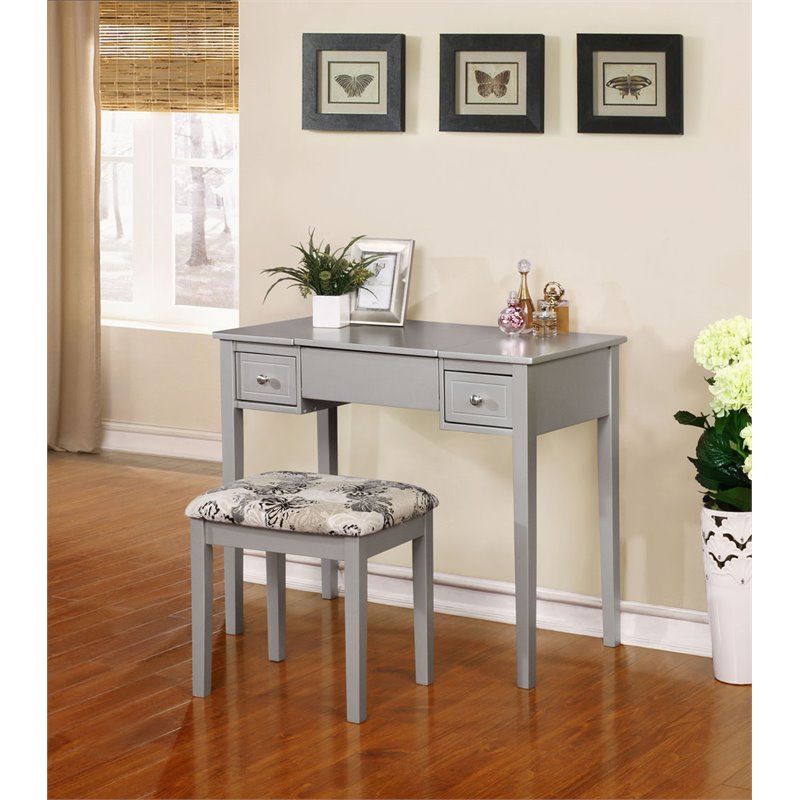 Riverbay Furniture 2 Piece Bedroom Vanity Set in Silver