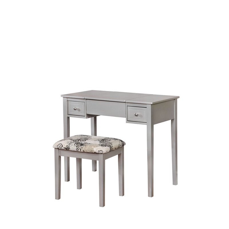 Riverbay Furniture 2 Piece Bedroom Vanity Set in Silver