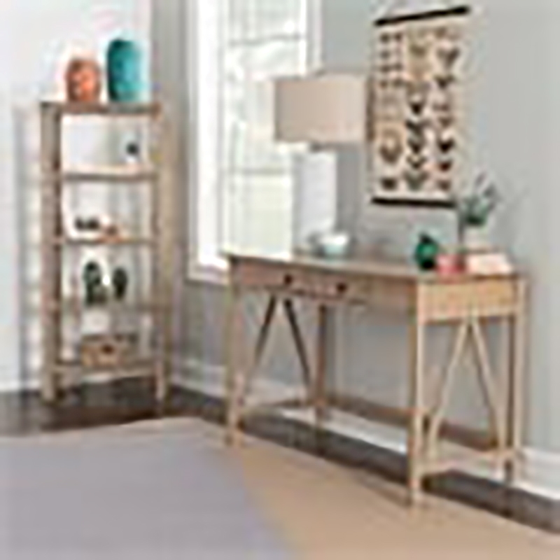 Riverbay Furniture 1 Drawer Transitional Wood Desk in Driftwood Brown