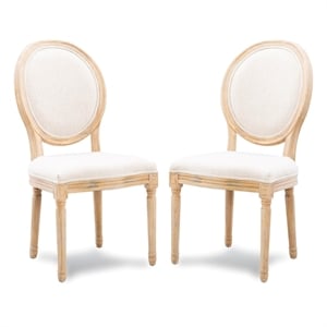 Riverbay Furniture 19&quot Oval Back Wood Dining Chairs in Beige (Set of 2)