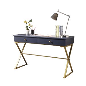 Riverbay Furniture Writing Desk in Blue and Gold