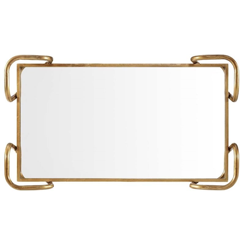 Riverbay Furniture Mid-Century Mirrored Bar Cart in Gold