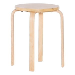 Riverbay Furniture 17.75&quot Traditional Wood Foot Stool in Natural (Set of 4)