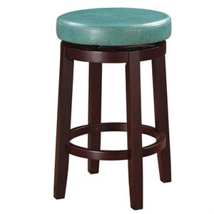 Riverbay Furniture 24&quot Faux Leather Swivel Counter Stool in Teal