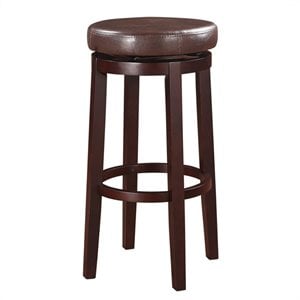 Riverbay Furniture 29&quot Faux Leather Swivel Bar Stool in Brown