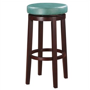 Riverbay Furniture 29&quot Faux Leather Swivel Bar Stool in Teal