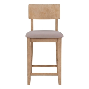 Riverbay Furniture 25.5&quot Transitional Wood Counter Stool in Grey Padded Seat