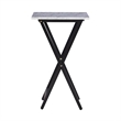 Riverbay Furniture 5-Piece Marble Folding Tray Table Set w/ Stand in White/Black