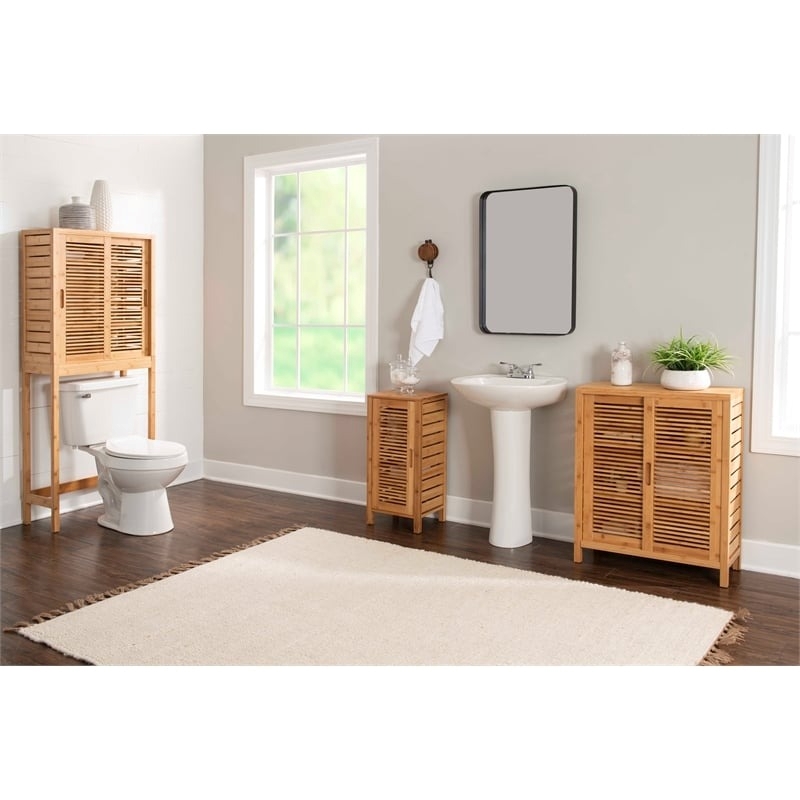 Riverbay Furniture Transitional Bamboo Spacesaver with Sliding Doors in Brown