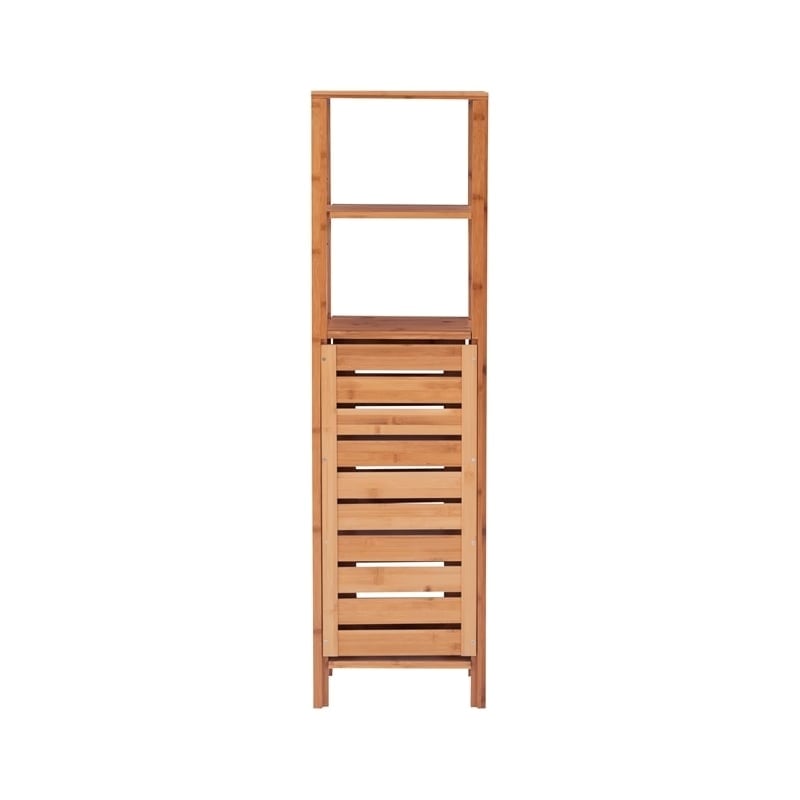 Riverbay Furniture Transitional Bamboo Tower with 5 Spacious Shelves in Brown